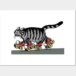 B kliban cat,  roller skating cat 2 Posters and Art